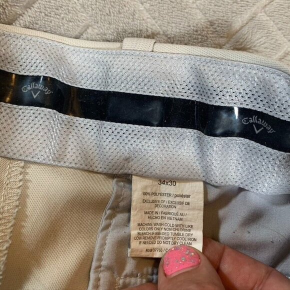 Gallaway Mens 34x30 Chino Pants Beige Straight Leg Mid Rise Golf Athletic - Picture 5 of 11